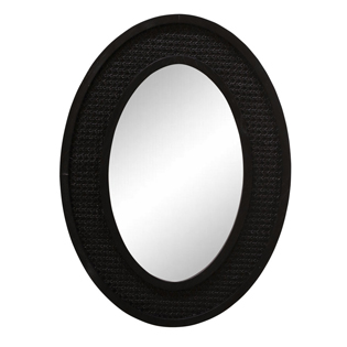 Elegant black-Rattan-Framed mirror