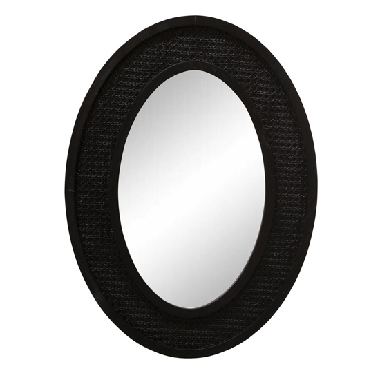 Elegant black-Rattan-Framed mirror