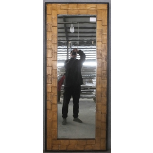 Gold with black Solid wood Framed mirror