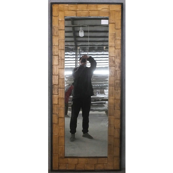 Gold with black Solid wood Framed mirror