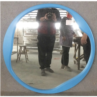 Round-greenish Blue-Wood-Framed Mirror