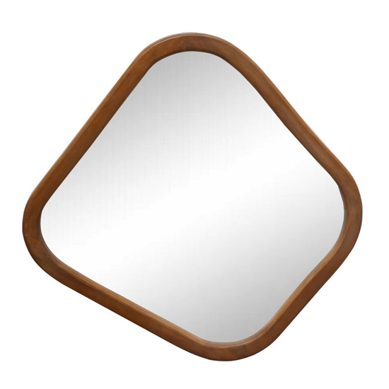 Irregular Quadrilateral-Red brown pine-Framed mirror