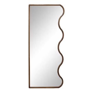 Irregular black oak framed wall mirror